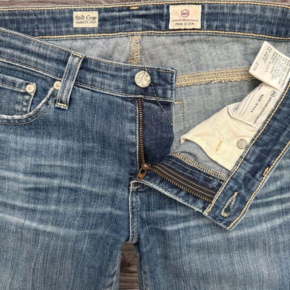 AG Adriano Goldschmied Stilt Crop Cigarette Jeans Women’s Blue Denim - Picture 3 of 10